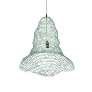 GloboStar® KENTUCKY 01894 Vintage Κρεμαστό Φωτιστικό Πλέγμα Μονόφωτο 1 x E27 IP20 Τιρκουάζ Μέταλλο – Μ60 x Π60 x Υ52cm