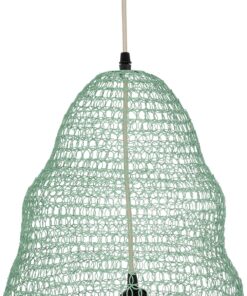 GloboStar® KENTUCKY 01894 Vintage Κρεμαστό Φωτιστικό Πλέγμα Μονόφωτο 1 x E27 IP20 Τιρκουάζ Μέταλλο – Μ60 x Π60 x Υ52cm