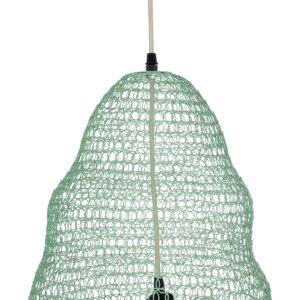 GloboStar® KENTUCKY 01894 Vintage Κρεμαστό Φωτιστικό Πλέγμα Μονόφωτο 1 x E27 IP20 Τιρκουάζ Μέταλλο – Μ60 x Π60 x Υ52cm