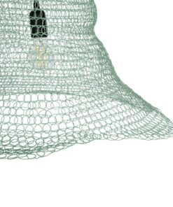 GloboStar® KENTUCKY 01894 Vintage Κρεμαστό Φωτιστικό Πλέγμα Μονόφωτο 1 x E27 IP20 Τιρκουάζ Μέταλλο – Μ60 x Π60 x Υ52cm