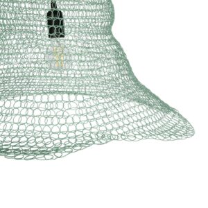 GloboStar® KENTUCKY 01894 Vintage Κρεμαστό Φωτιστικό Πλέγμα Μονόφωτο 1 x E27 IP20 Τιρκουάζ Μέταλλο – Μ60 x Π60 x Υ52cm