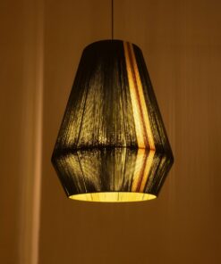 GloboStar® SALERNO 02335 Boho Κρεμαστό Φωτιστικό Πλέγμα Μονόφωτο 1 x E27 IP20 Πράσινο, Μπεζ & Καφέ Νήμα – Μ50 x Π50 x Υ60cm