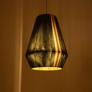 GloboStar® SALERNO 02335 Boho Κρεμαστό Φωτιστικό Πλέγμα Μονόφωτο 1 x E27 IP20 Πράσινο, Μπεζ & Καφέ Νήμα – Μ50 x Π50 x Υ60cm