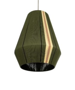 GloboStar® SALERNO 02335 Boho Κρεμαστό Φωτιστικό Πλέγμα Μονόφωτο 1 x E27 IP20 Πράσινο, Μπεζ & Καφέ Νήμα – Μ50 x Π50 x Υ60cm