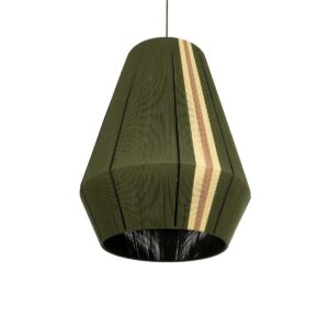 GloboStar® SALERNO 02335 Boho Κρεμαστό Φωτιστικό Πλέγμα Μονόφωτο 1 x E27 IP20 Πράσινο, Μπεζ & Καφέ Νήμα – Μ50 x Π50 x Υ60cm