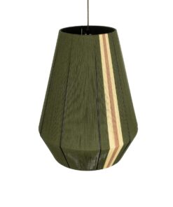 GloboStar® SALERNO 02335 Boho Κρεμαστό Φωτιστικό Πλέγμα Μονόφωτο 1 x E27 IP20 Πράσινο, Μπεζ & Καφέ Νήμα – Μ50 x Π50 x Υ60cm