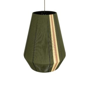 GloboStar® SALERNO 02335 Boho Κρεμαστό Φωτιστικό Πλέγμα Μονόφωτο 1 x E27 IP20 Πράσινο, Μπεζ & Καφέ Νήμα – Μ50 x Π50 x Υ60cm