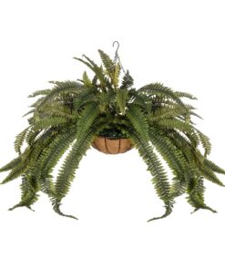 GloboStar® Artificial Garden FERN HANGING PLANT 20622 Τεχνητό Κρεμαστό Διακοσμητικό Φυτό Φτέρης Π90 x Μ90 x Y70cm