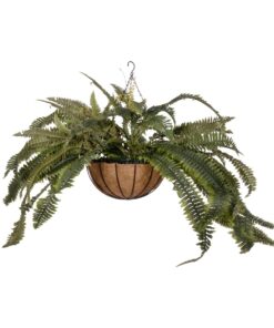 GloboStar® Artificial Garden FERN HANGING PLANT 20622 Τεχνητό Κρεμαστό Διακοσμητικό Φυτό Φτέρης Π90 x Μ90 x Y70cm