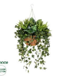 GloboStar® Artificial Garden VARIOUS HANGING PLANT 20623 Τεχνητό Κρεμαστό Διακοσμητικό Φυτό Φτέρης Π60 x Μ60 x Y70cm