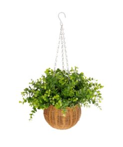 GloboStar® Artificial Garden EUCALYPTUS HANGING PLANT 20640 Τεχνητό Κρεμαστό Διακοσμητικό Φυτό Φτέρης Π45 x Μ45 x Y30cm
