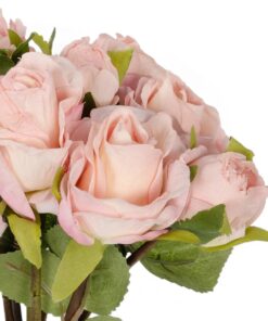 GloboStar® Artificial Garden PINK ROSE BOUQUET 21081 Τεχνητό Διακοσμητικό Μπουκέτο Τριαντάφυλλα Ροζ Y36cm