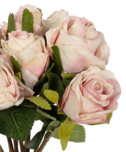 GloboStar® Artificial Garden PINK ROSE BOUQUET 21082 Τεχνητό Διακοσμητικό Μπουκέτο Τριαντάφυλλα Ροζ Y36cm