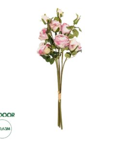 GloboStar® Artificial Garden DUSTY PINK ROSE BOUQUET 21083 Τεχνητό Διακοσμητικό Μπουκέτο Τριαντάφυλλα Ανοιχτό Ροζ Y63cm