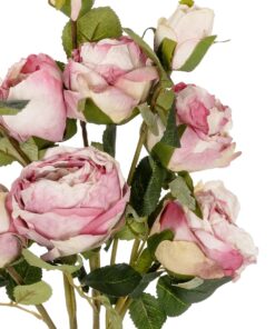 GloboStar® Artificial Garden DUSTY PINK ROSE BOUQUET 21083 Τεχνητό Διακοσμητικό Μπουκέτο Τριαντάφυλλα Ανοιχτό Ροζ Y63cm