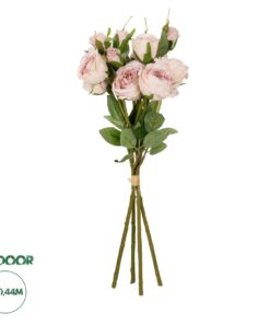 GloboStar® Artificial Garden DUSTY PINK ROSE BOUQUET 21084 Τεχνητό Διακοσμητικό Μπουκέτο Τριαντάφυλλα Ανοιχτό Ροζ Y44cm