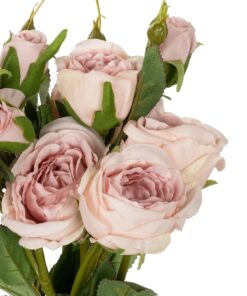 GloboStar® Artificial Garden DUSTY PINK ROSE BOUQUET 21084 Τεχνητό Διακοσμητικό Μπουκέτο Τριαντάφυλλα Ανοιχτό Ροζ Y44cm