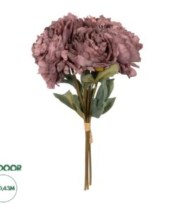 GloboStar® Artificial Garden DARK PINK PEONY FLOWER BOUQUET 21085 Τεχνητό Διακοσμητικό Μπουκέτο Σκούρο Ροζ Παιώνιας Y43cm
