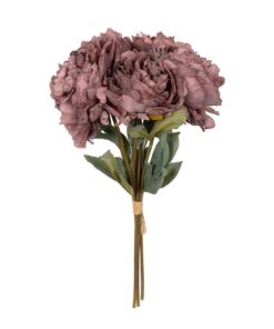 GloboStar® Artificial Garden DARK PINK PEONY FLOWER BOUQUET 21085 Τεχνητό Διακοσμητικό Μπουκέτο Σκούρο Ροζ Παιώνιας Y43cm