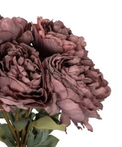 GloboStar® Artificial Garden DARK PINK PEONY FLOWER BOUQUET 21085 Τεχνητό Διακοσμητικό Μπουκέτο Σκούρο Ροζ Παιώνιας Y43cm