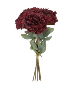 GloboStar® Artificial Garden RED PEONY FLOWER BOUQUET 21086 Τεχνητό Διακοσμητικό Μπουκέτο Κόκκινο Παιώνιας Y43cm