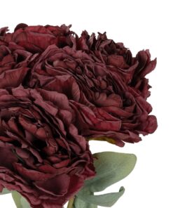 GloboStar® Artificial Garden RED PEONY FLOWER BOUQUET 21086 Τεχνητό Διακοσμητικό Μπουκέτο Κόκκινο Παιώνιας Y43cm