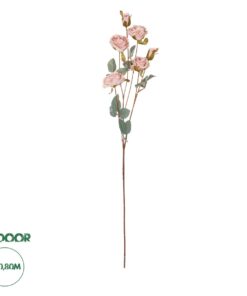 GloboStar® Artificial Garden PINK ROSE BRANCH 21142 Τεχνητό Διακοσμητικό Κλαδί Τριαντάφυλλα Ροζ Y80cm