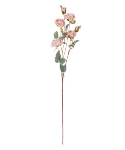 GloboStar® Artificial Garden PINK ROSE BRANCH 21142 Τεχνητό Διακοσμητικό Κλαδί Τριαντάφυλλα Ροζ Y80cm