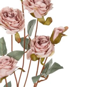 GloboStar® Artificial Garden PINK ROSE BRANCH 21142 Τεχνητό Διακοσμητικό Κλαδί Τριαντάφυλλα Ροζ Y80cm