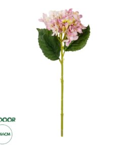GloboStar® Artificial Garden LIGHT PINK HYDRANGEA BRANCH 21144 Τεχνητό Διακοσμητικό Κλαδί Ροζ Ορτανσία Y47cm