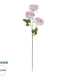 GloboStar® Artificial Garden PURPLE ROSE BRANCH 21194 Τεχνητό Διακοσμητικό Κλαδί Τριαντάφυλλα Μωβ Y66cm
