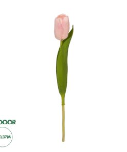 GloboStar® Artificial Garden PINK TULIP BRANCH 21200 Τεχνητό Διακοσμητικό Κλαδί Ροζ Τουλίπα Y37cm