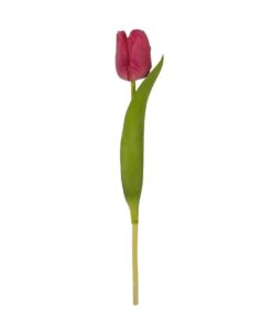 GloboStar® Artificial Garden HOT PINK TULIP BRANCH 21201 Τεχνητό Διακοσμητικό Κλαδί Έντονο Ροζ Τουλίπα Y37cm