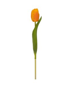 GloboStar® Artificial Garden ORANGE TULIP BRANCH 21202 Τεχνητό Διακοσμητικό Κλαδί Πορτοκαλί Τουλίπα Y37cm