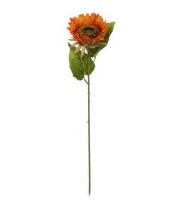GloboStar® Artificial Garden ORANGE SUNFLOWER BRANCH 21213 Τεχνητό Διακοσμητικό Κλαδί Ηλιοτρόπιο Πορτοκαλί Y50cm