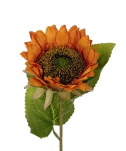 GloboStar® Artificial Garden ORANGE SUNFLOWER BRANCH 21213 Τεχνητό Διακοσμητικό Κλαδί Ηλιοτρόπιο Πορτοκαλί Y50cm