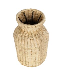 GloboStar® Artificial Garden HAVANA 21222 Διακοσμητικό Πλεκτό Καλάθι – Κασπώ Γλάστρα – Flower Pot Μπεζ Μ16 x Π16 x Υ25cm