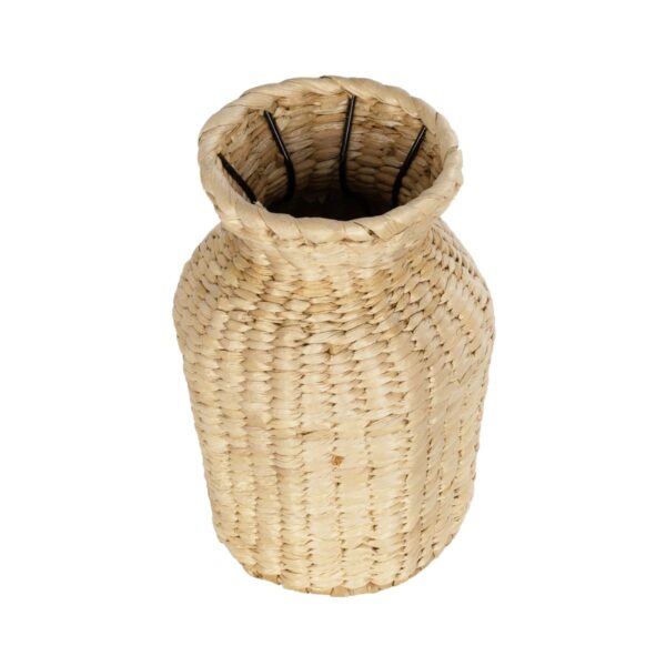 GloboStar® Artificial Garden HAVANA 21222 Διακοσμητικό Πλεκτό Καλάθι – Κασπώ Γλάστρα – Flower Pot Μπεζ Μ16 x Π16 x Υ25cm