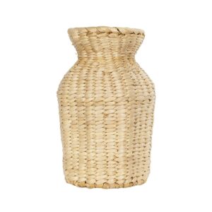 GloboStar® Artificial Garden HAVANA 21222 Διακοσμητικό Πλεκτό Καλάθι – Κασπώ Γλάστρα – Flower Pot Μπεζ Μ16 x Π16 x Υ25cm