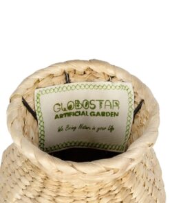 GloboStar® Artificial Garden HAVANA 21222 Διακοσμητικό Πλεκτό Καλάθι – Κασπώ Γλάστρα – Flower Pot Μπεζ Μ16 x Π16 x Υ25cm