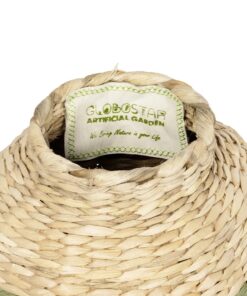 GloboStar® Artificial Garden TORONTO 21224 Διακοσμητικό Πλεκτό Καλάθι – Κασπώ Γλάστρα – Flower Pot Μπεζ με Πολύχρομο Π25 x M25 x Υ32cm