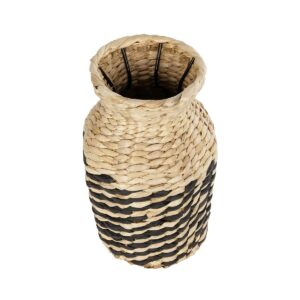 GloboStar® Artificial Garden VERSALLES 21226 Διακοσμητικό Πλεκτό Καλάθι – Κασπώ Γλάστρα – Flower Pot Μπεζ με Μαύρο Π16 x M16 x Υ25cm