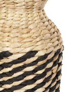 GloboStar® Artificial Garden VERSALLES 21226 Διακοσμητικό Πλεκτό Καλάθι – Κασπώ Γλάστρα – Flower Pot Μπεζ με Μαύρο Π16 x M16 x Υ25cm