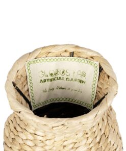 GloboStar® Artificial Garden VERSALLES 21226 Διακοσμητικό Πλεκτό Καλάθι – Κασπώ Γλάστρα – Flower Pot Μπεζ με Μαύρο Π16 x M16 x Υ25cm