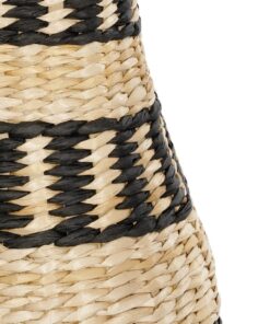 GloboStar® Artificial Garden MONTMARTRE 21227 Διακοσμητικό Πλεκτό Καλάθι – Κασπώ Γλάστρα – Flower Pot Μπεζ με Μαύρο Π20 x M20 x Υ42cm