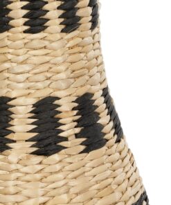 GloboStar® Artificial Garden BOLOGNA 21228 Διακοσμητικό Πλεκτό Καλάθι – Κασπώ Γλάστρα – Flower Pot Μπεζ με Μαύρο Π20 x M20 x Υ42cm