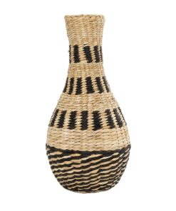 GloboStar® Artificial Garden HAVANA 21230 Διακοσμητικό Πλεκτό Καλάθι – Κασπώ Γλάστρα – Flower Pot Μπεζ με Μαύρο Π25 x M25 x Υ57cm
