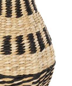GloboStar® Artificial Garden HAVANA 21230 Διακοσμητικό Πλεκτό Καλάθι – Κασπώ Γλάστρα – Flower Pot Μπεζ με Μαύρο Π25 x M25 x Υ57cm