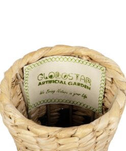 GloboStar® Artificial Garden HAVANA 21230 Διακοσμητικό Πλεκτό Καλάθι – Κασπώ Γλάστρα – Flower Pot Μπεζ με Μαύρο Π25 x M25 x Υ57cm