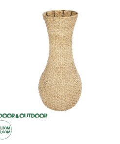 GloboStar® Artificial Garden SANDIAGO 21233 Διακοσμητικό Πλεκτό Καλάθι – Κασπώ Γλάστρα – Flower Pot Μπεζ Π30 x M30 x Υ60cm